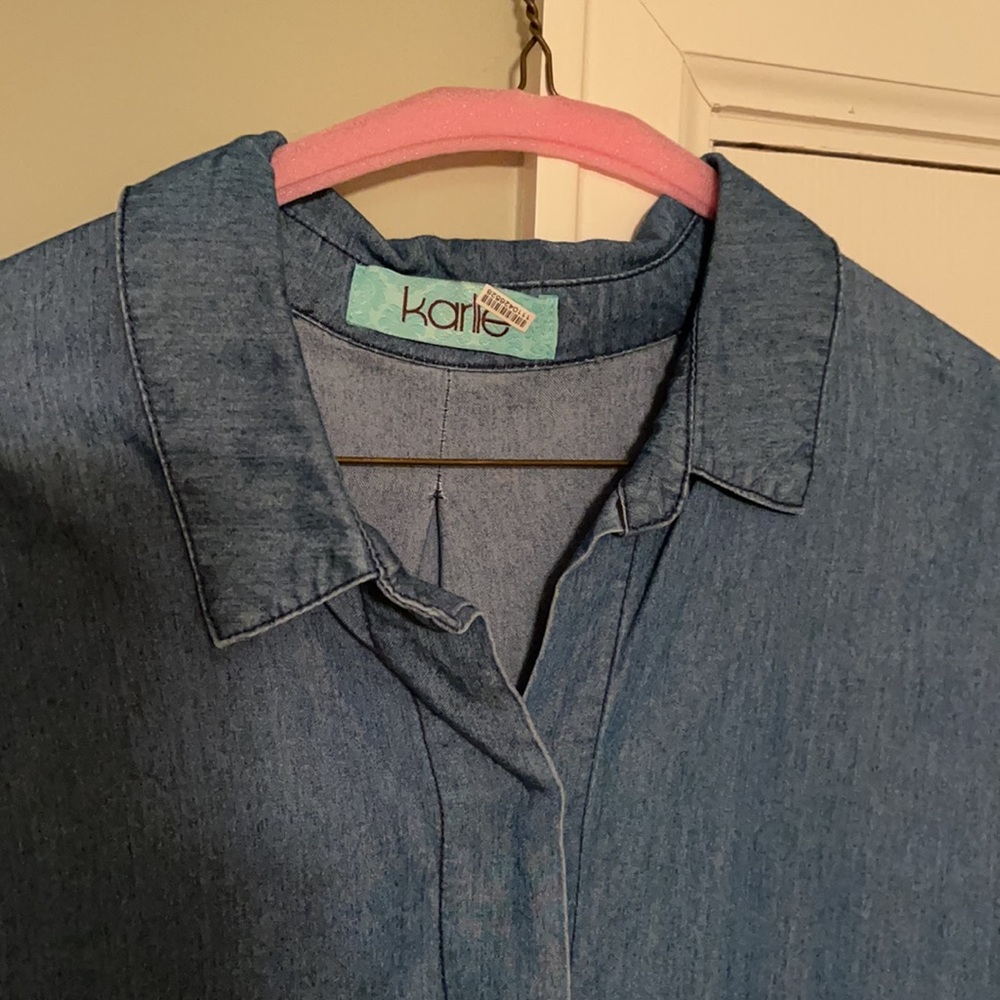 Karlie High Low Chambray Button Down - image 2